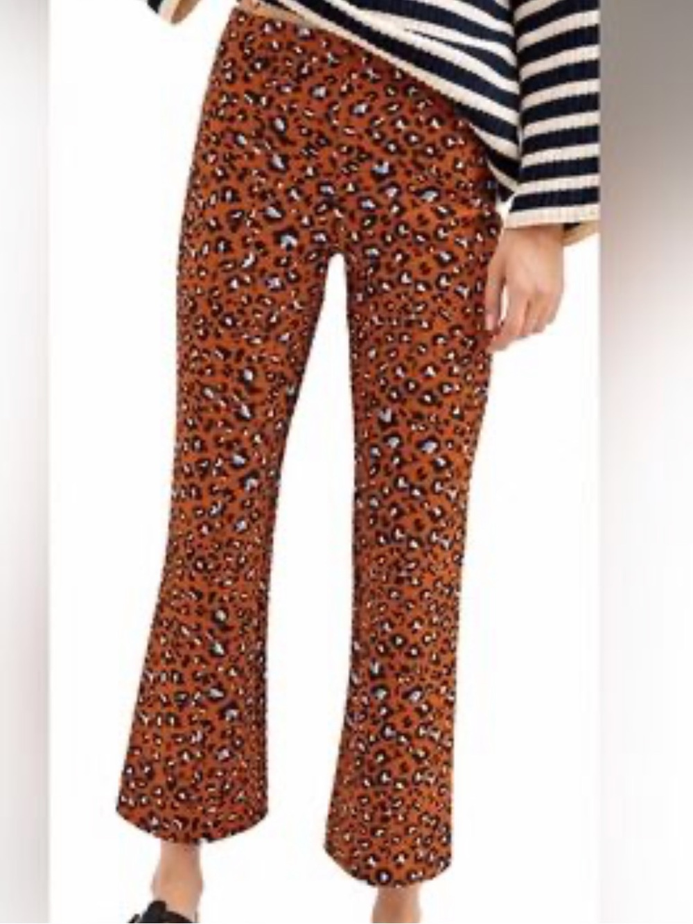Maeve Anthropologie Margot kick flare cropped leopard pull on stretchy pants